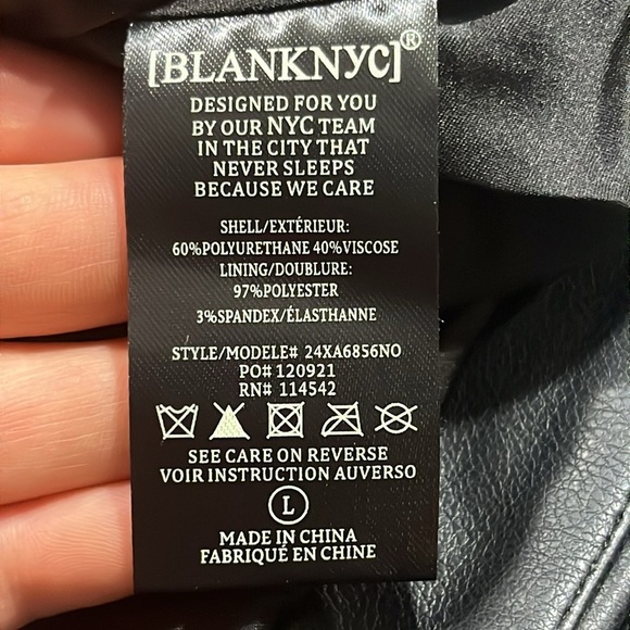 Blank NYC Black Leather Moto Jacket Asymmetrical Zipper - Picture 11 of 14